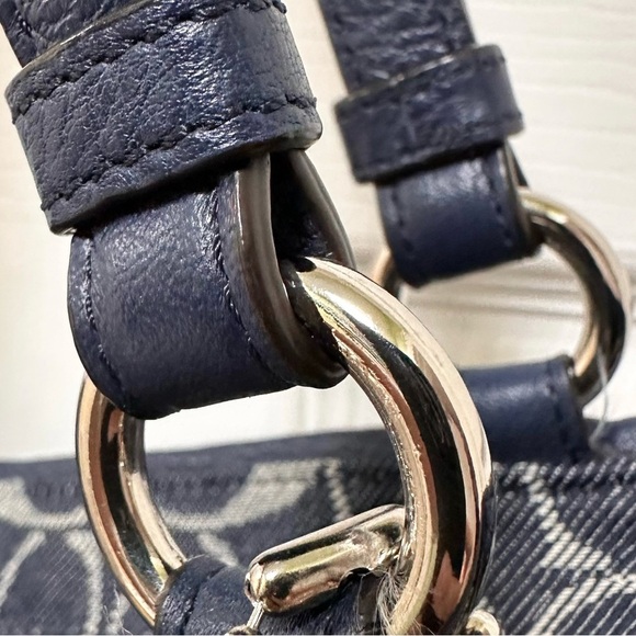 Coach Park Carrie Large Tote in Signature Denim Canvas with Blue Leather Trim - Picture 8 of 12